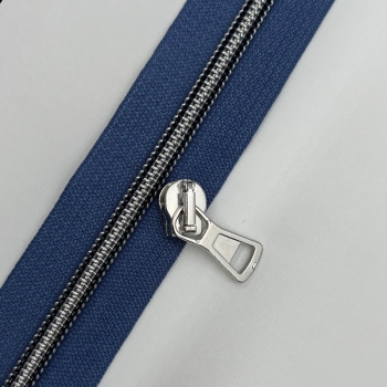 Reißverschluss silber jeansblau navy